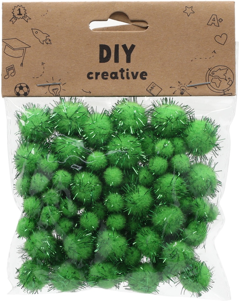 PomPoms 80pcs assorted Size 1.5cm(25pcs),2cm(15pcs),1cm(40(pcs) Green