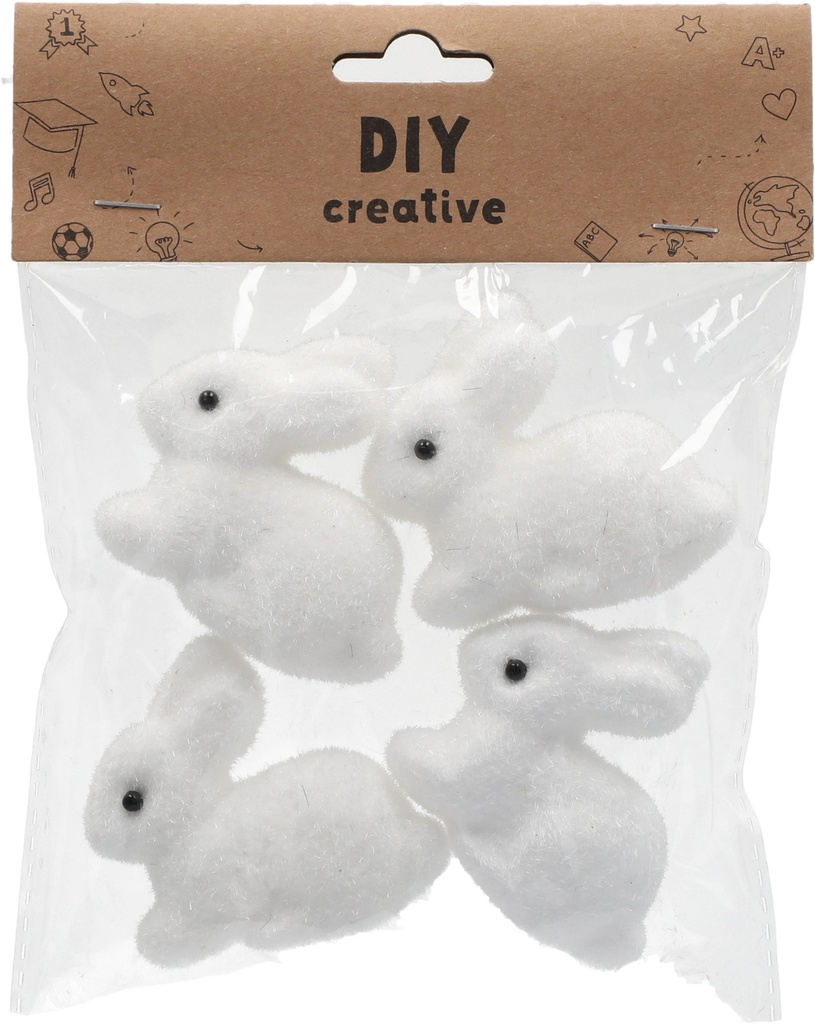 Foam Bunny Shape Set of 4pcs White