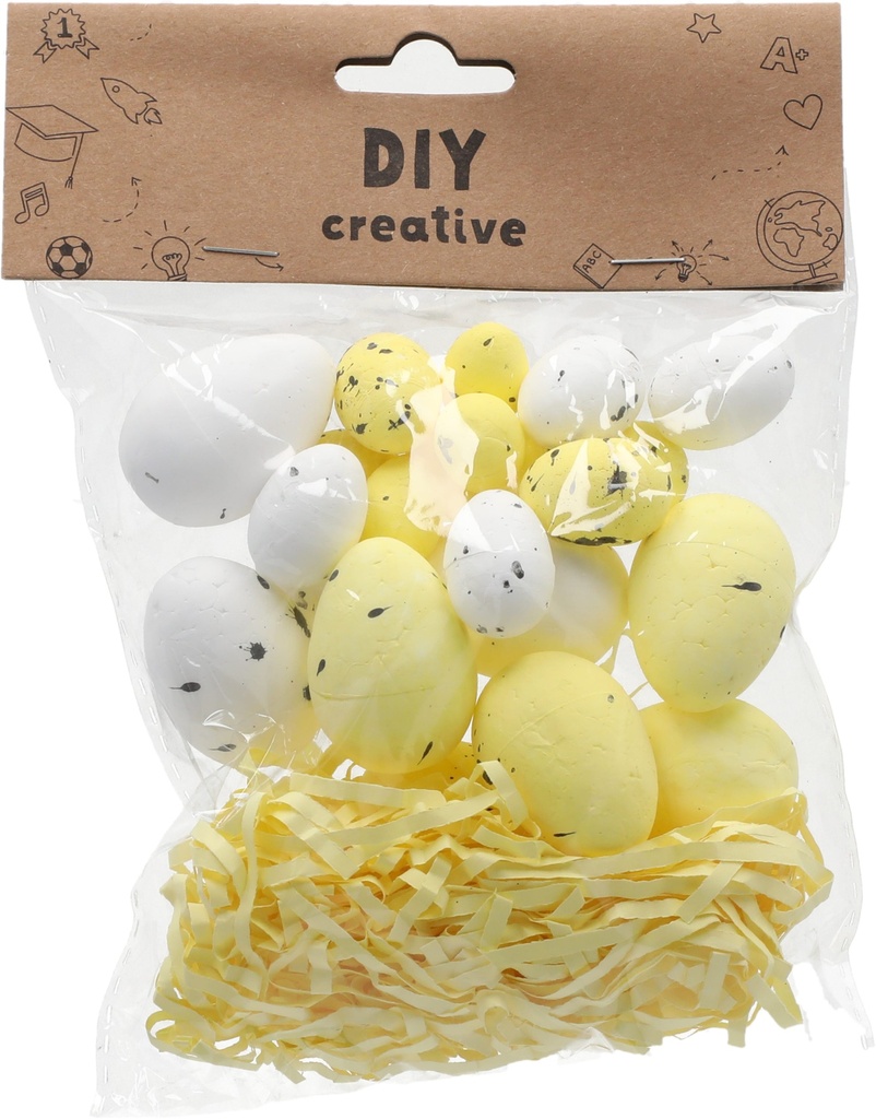 Foam egg Shape with Shredded paper Yellow