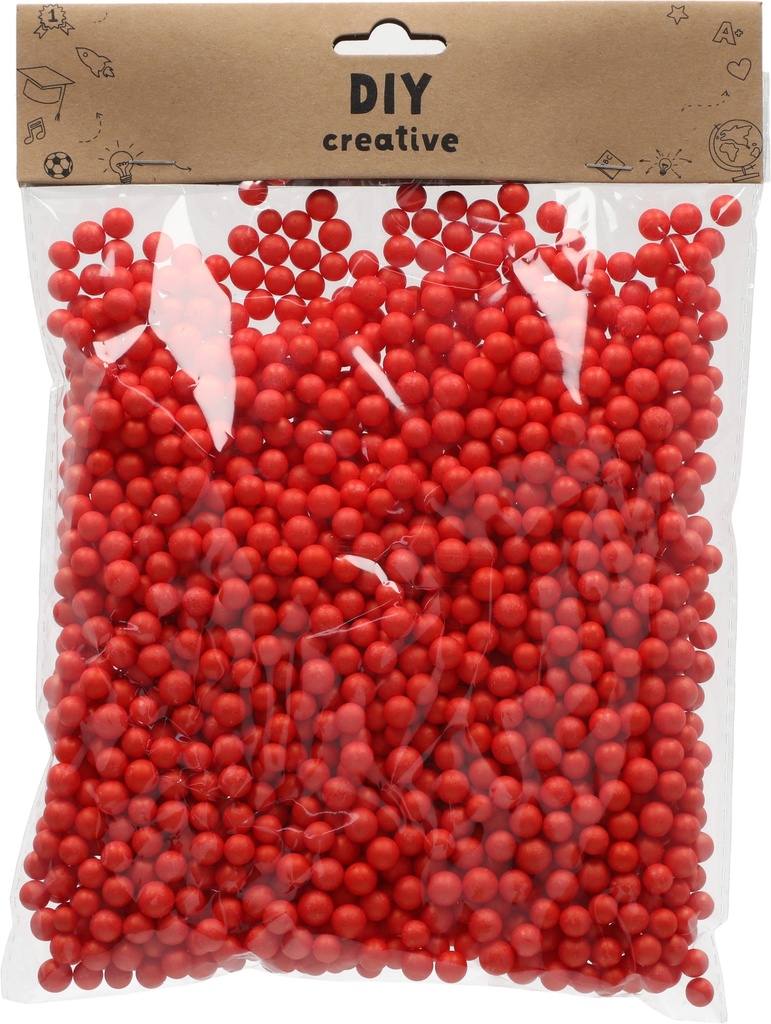 Polystyrene Mini Ball Set Different Sizes 0.7, 0.9 cm Red