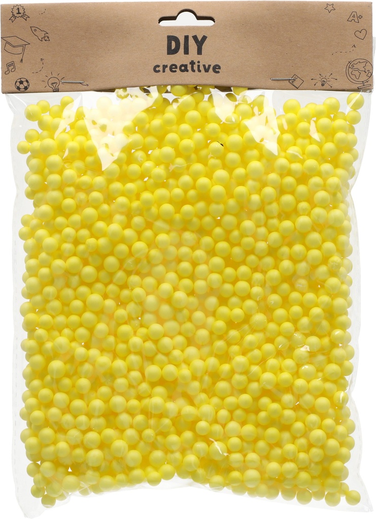 Polystyrene Mini Ball Set Different Sizes 0.7, 0.9 cm Yellow