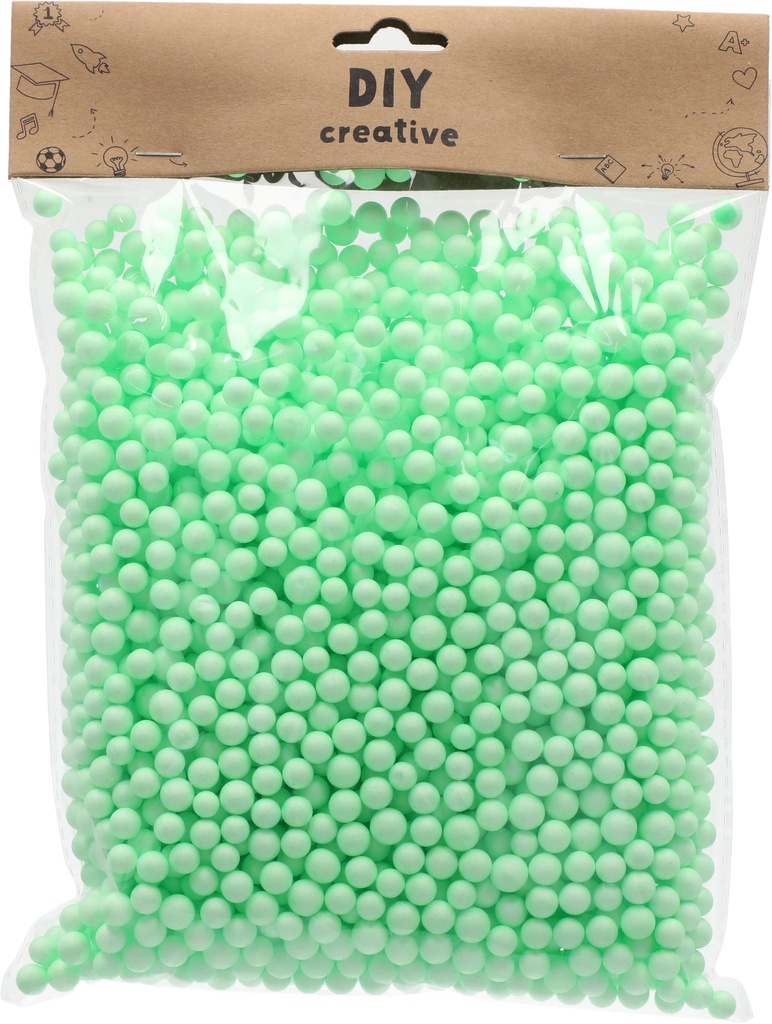 Polystyrene Mini Ball Set Different Sizes 0.7, 0.9 cm Green