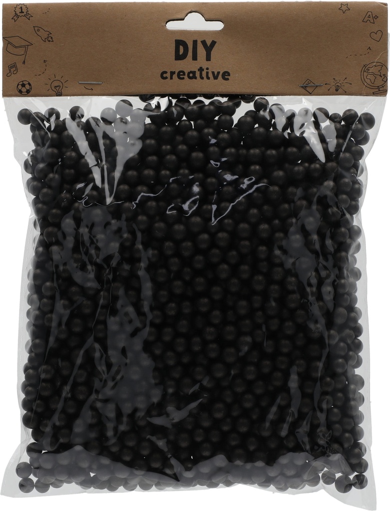 Polystyrene Mini Ball Set Different Sizes 0.7, 0.9 cm Black