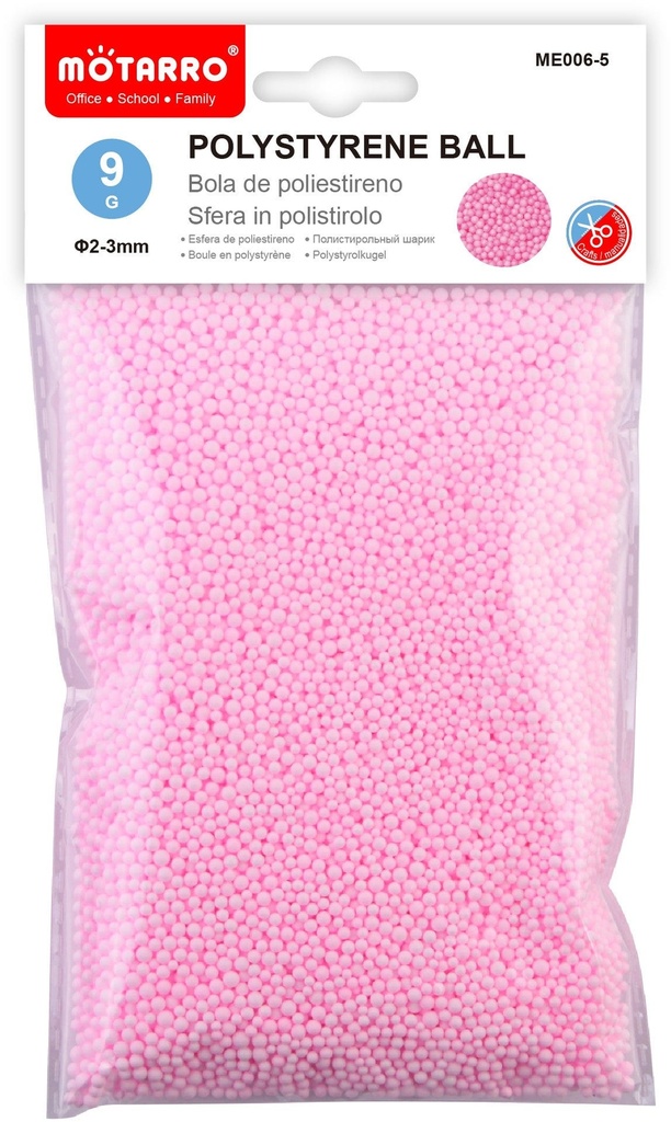Polystyrene Mini Ball Set Different Sizes 2-3mm/9g Pink