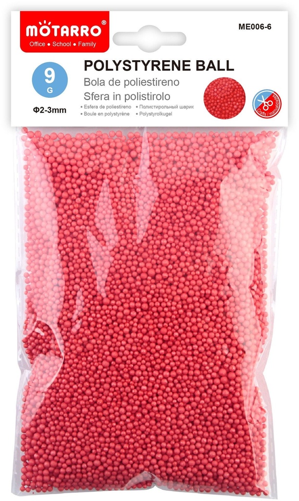 Polystyrene Mini Ball Set Different Sizes 2-3mm/9g Red