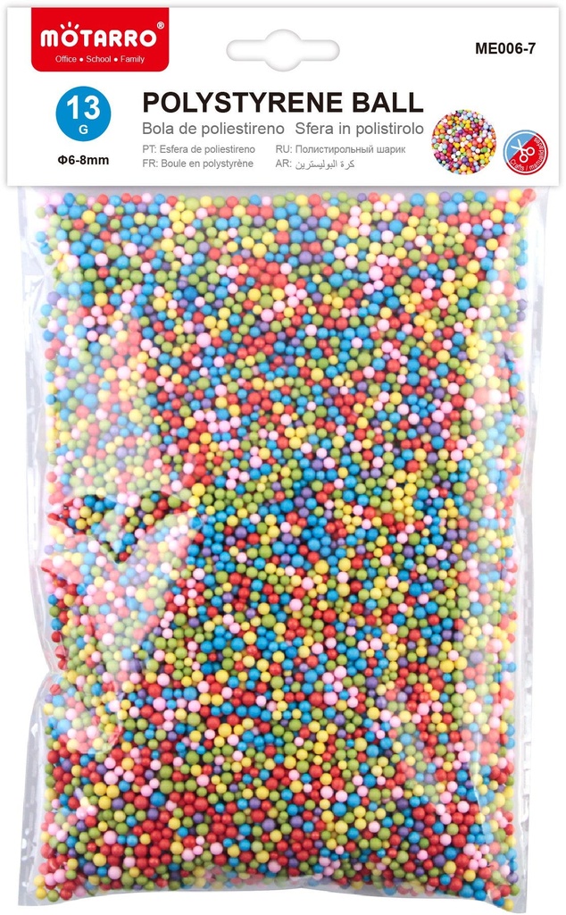 Polystyrene Mini Ball Set Different Sizes 6-8mm13g Assorted
