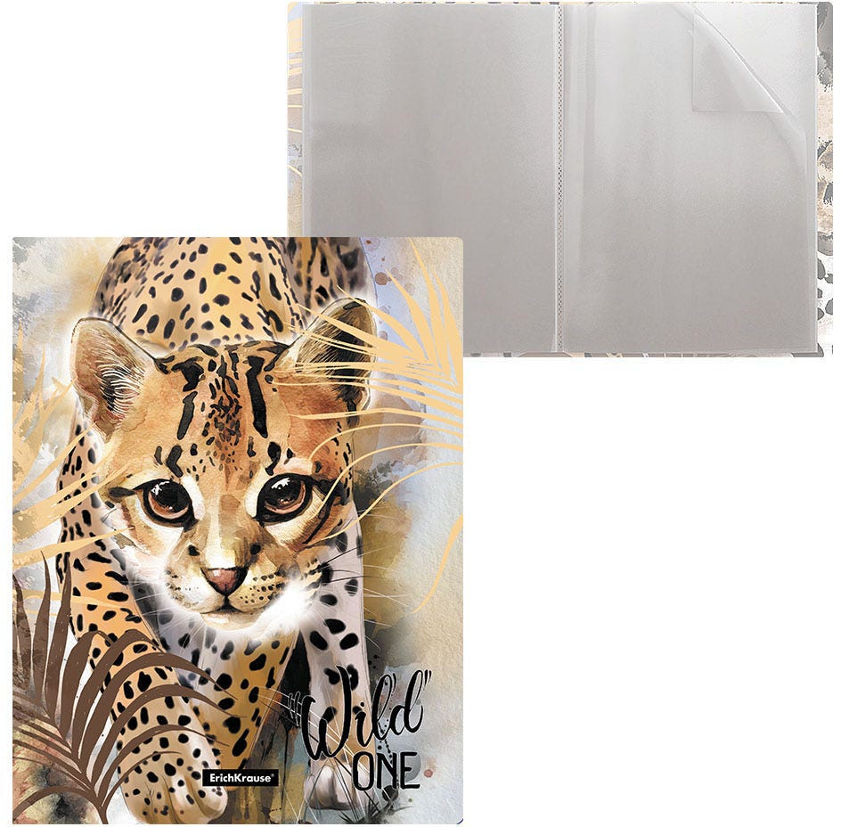 Book Display 20 Pocket Top Loaded Polypropolene A4 Colorful, Erichkrause Wild Cat