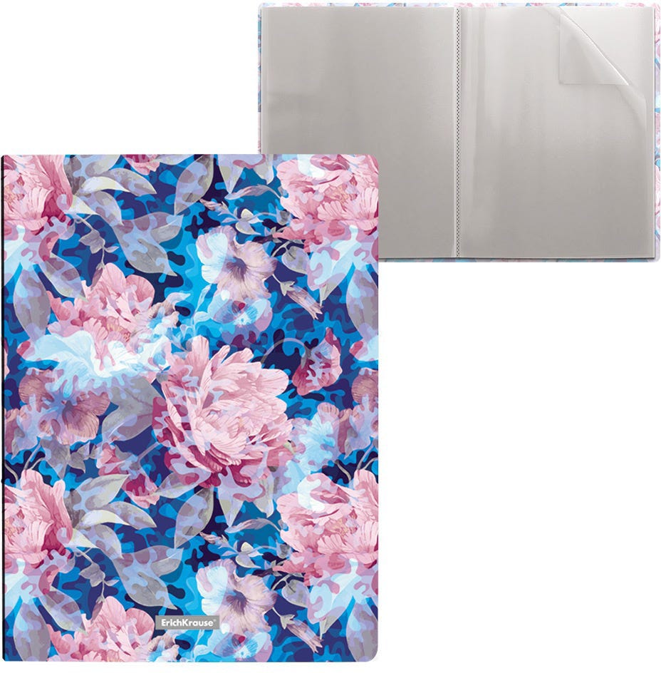 Book Display 20 Pocket Top Loaded Polypropolene A4 Colorful, Erichkrause Misty Flowers