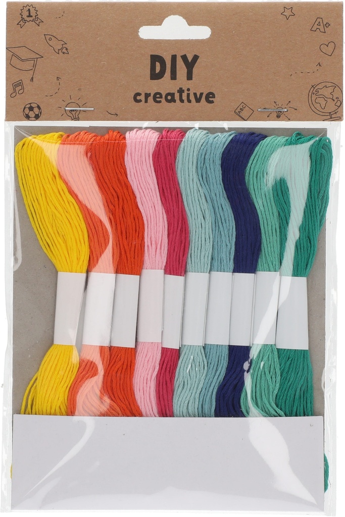 Cotton String Set of 10, Length 8M YWL,ORG,DOG,PIK,RED,TURQ,LBL,DBL,LGN,DGN