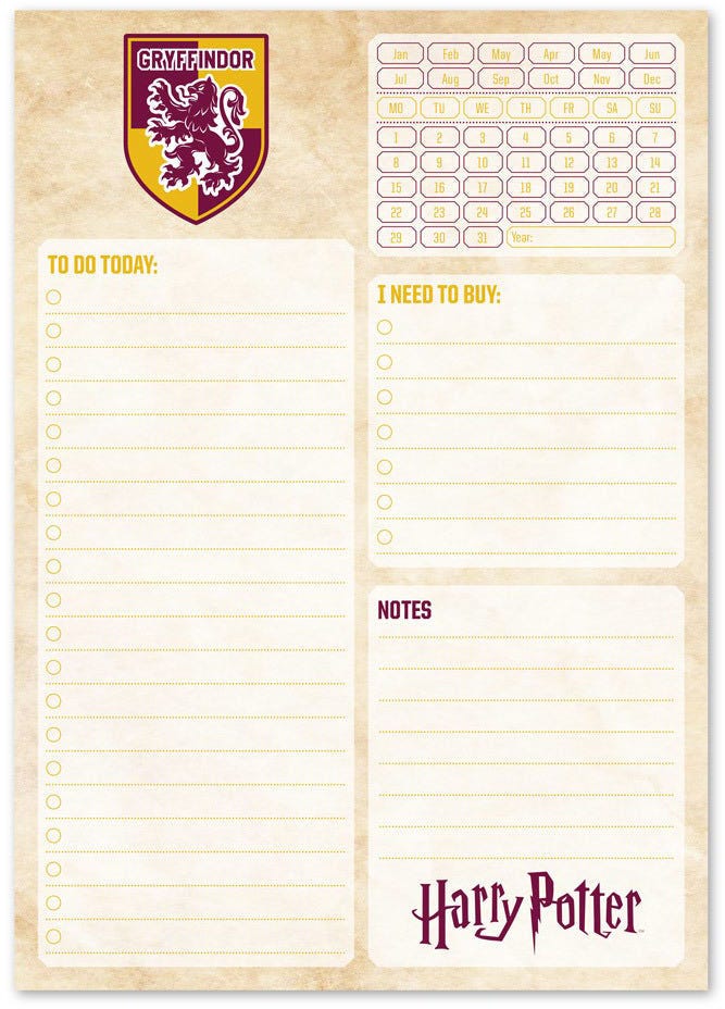 Notepad Harry Potter Gryffindor