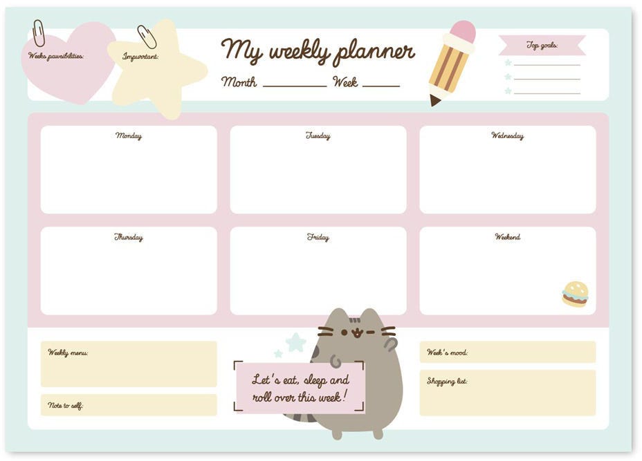 Pusheen A3 Weekly Planner