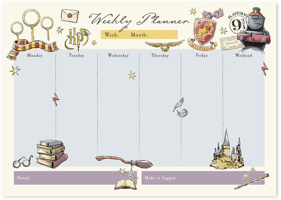 Weekly Planner Notepad A4 Harry Potter Glasses