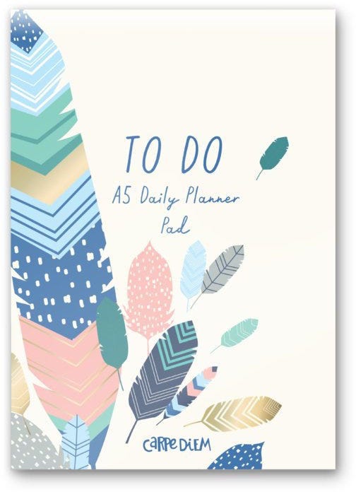 Planner Pad Daily 60SH Tear Off, Feathers Carpe Diem