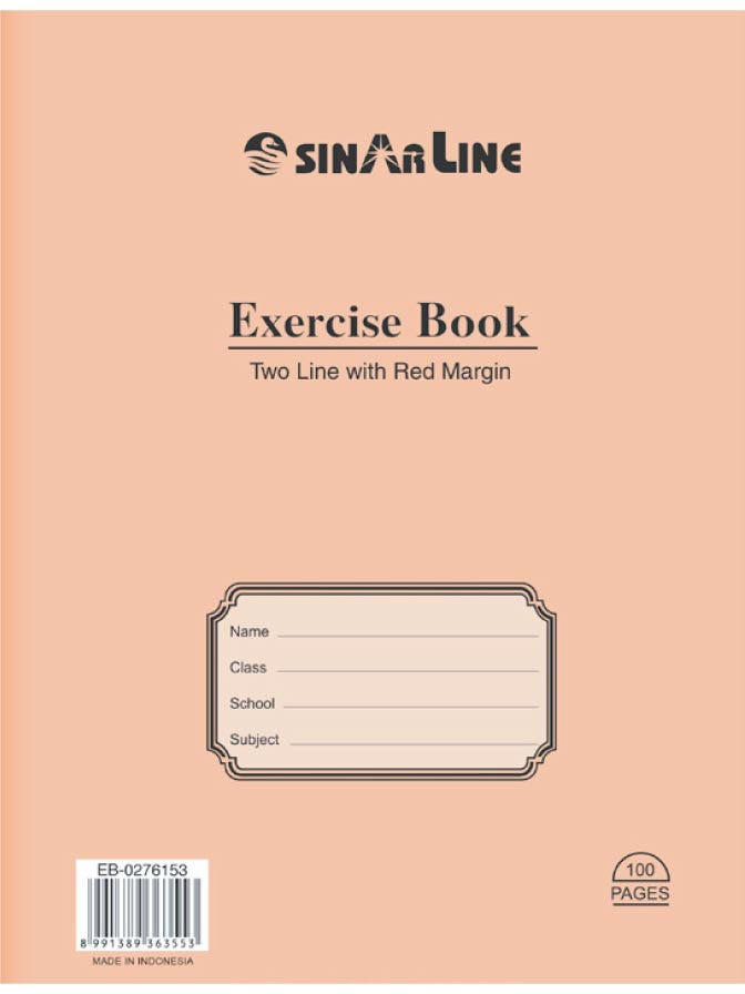 Exercises Book W/O PVC 2 Line + Red Margin 50'S 21X16 Cms