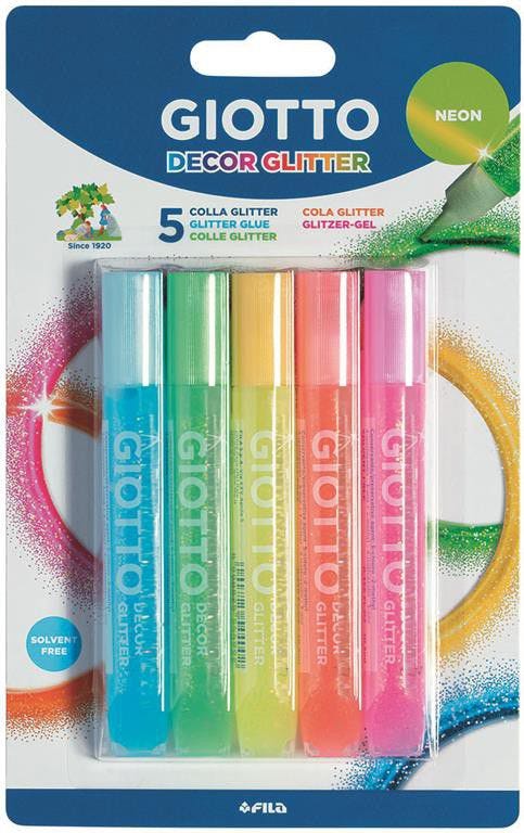 Glue Glitter Flash 10.5 ml, Blister 5 pcs, Giotto Decor Glitter Glue
