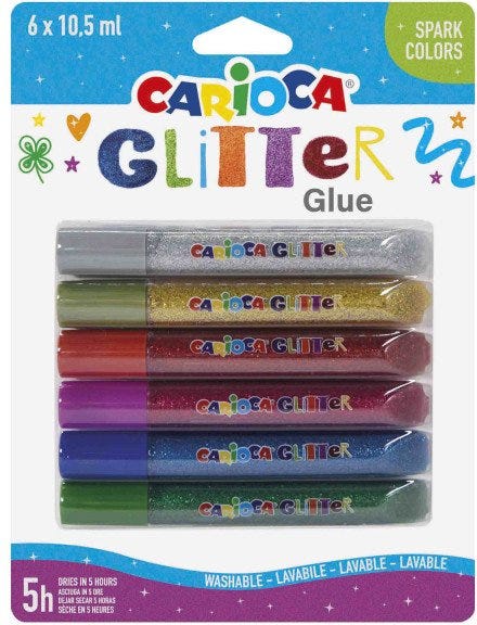Carioca Glitter Glue Bl. 6 X 10,5Ml Spark