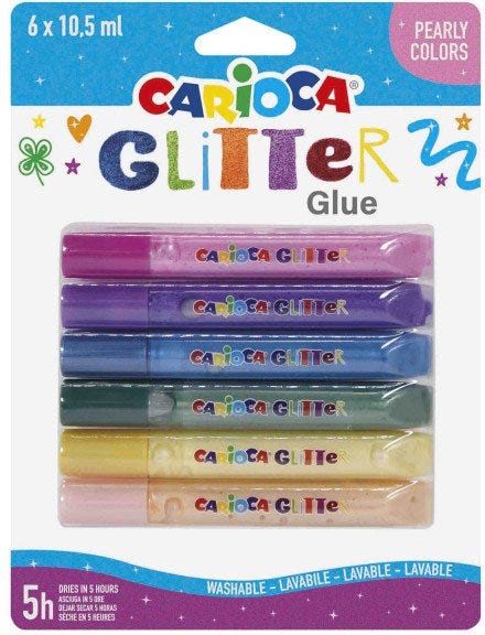 Carioca Glitter Glue Pearly 10,5 Ml Bl. 6 Pcs