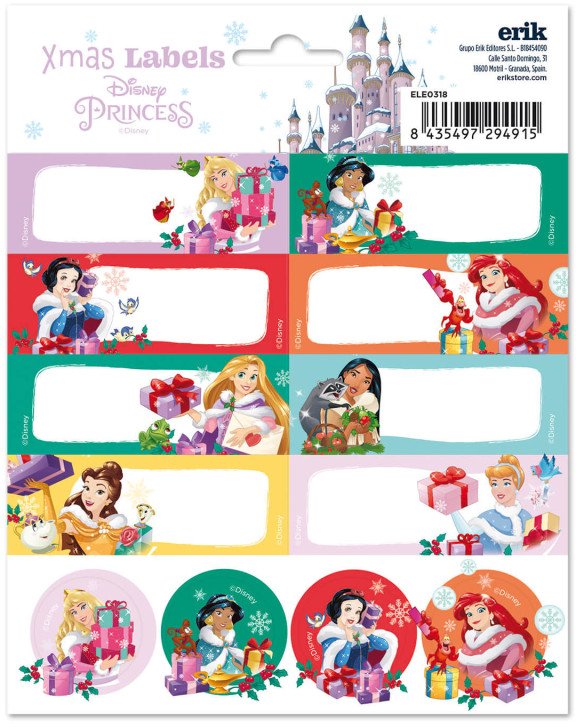 DISNEY PRINCESS CHRISTMAS SELF-ADHESIVE LABELS
