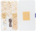 Beads Wooden Set 90g Nature Color Assorted Sizes in Organizer Box