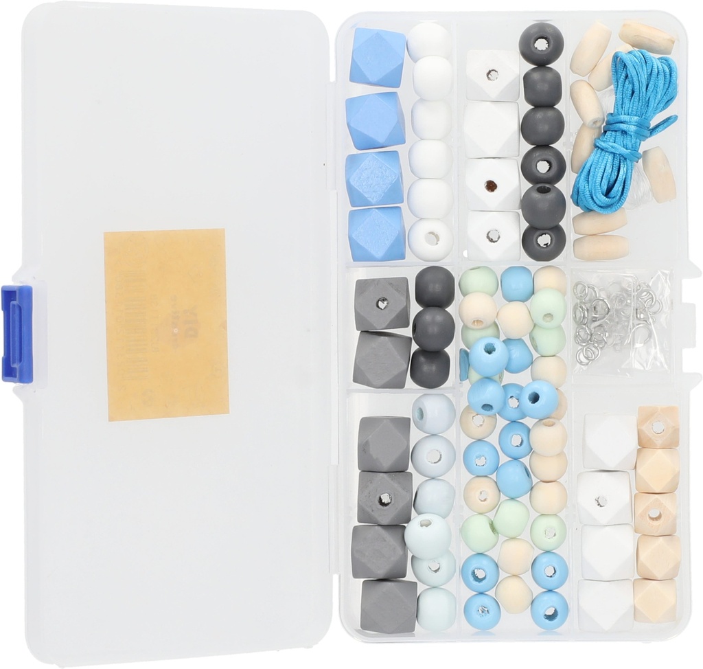 Beads DIY Set 110Gsm Assorted L Blue,D Blue, White, Brown Beads and Iron