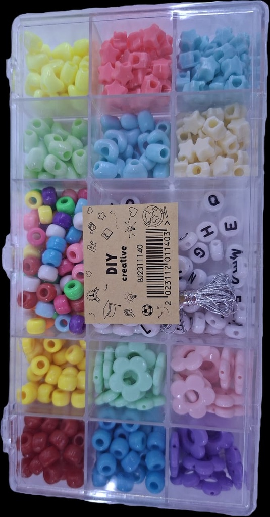 Beads Assorted 18 Shapes Colorful Assorted in Organizer Box