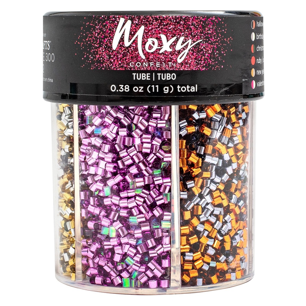 Bottled Glitter - AC - Tube Confetti - 2.5 X 3.35 - 6 Compartment Glitter Jar - Holiday