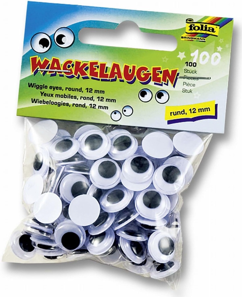Folia Wiggle Eye 12mm 100Pcs/Pack