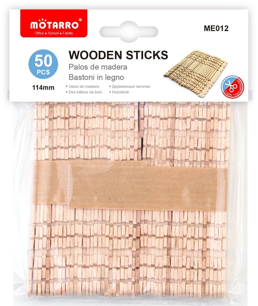 Wooden Stick Zig Zag 114mmPVC/50pcs Natural Color