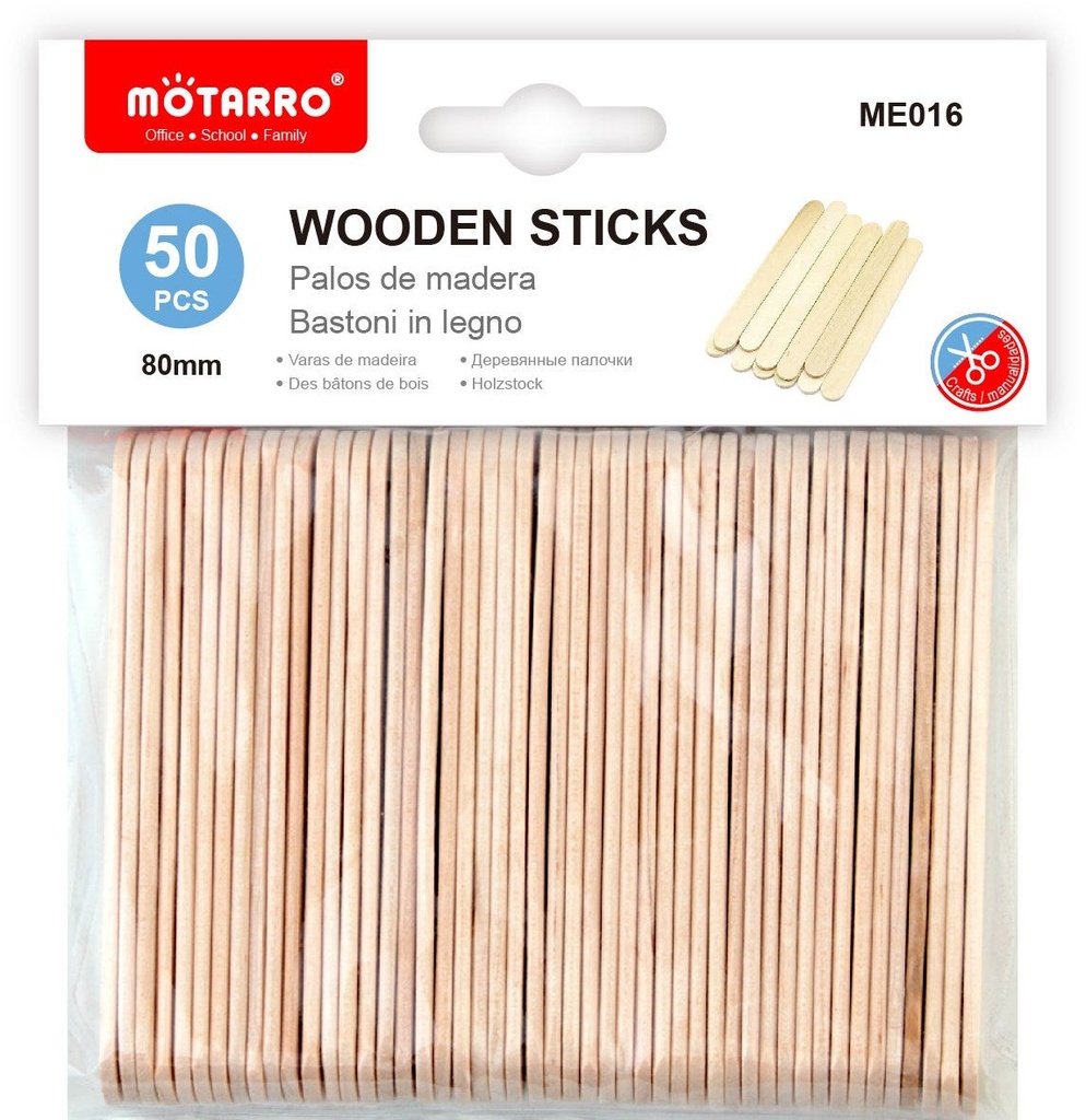 Wooden Stick 80mmPVC/50pcs Natural Color