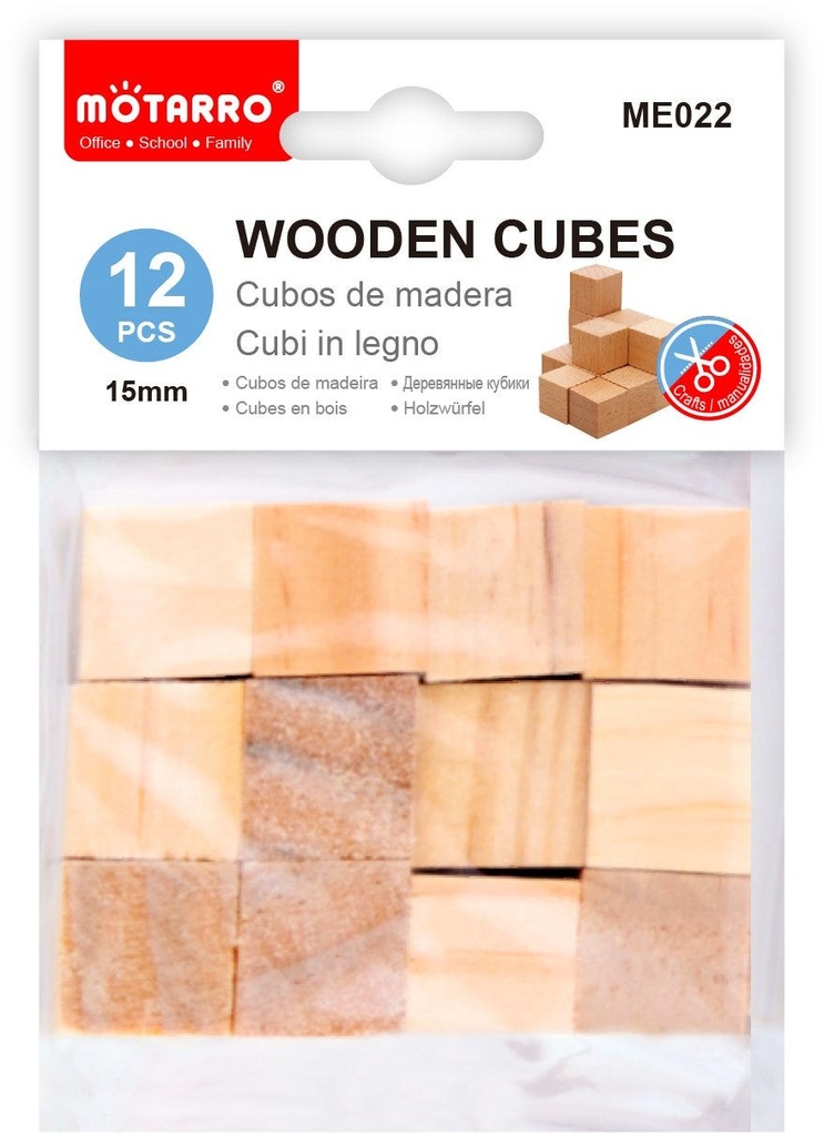 Wooden Cube PVC/1.5cm 12pcs Natural Color