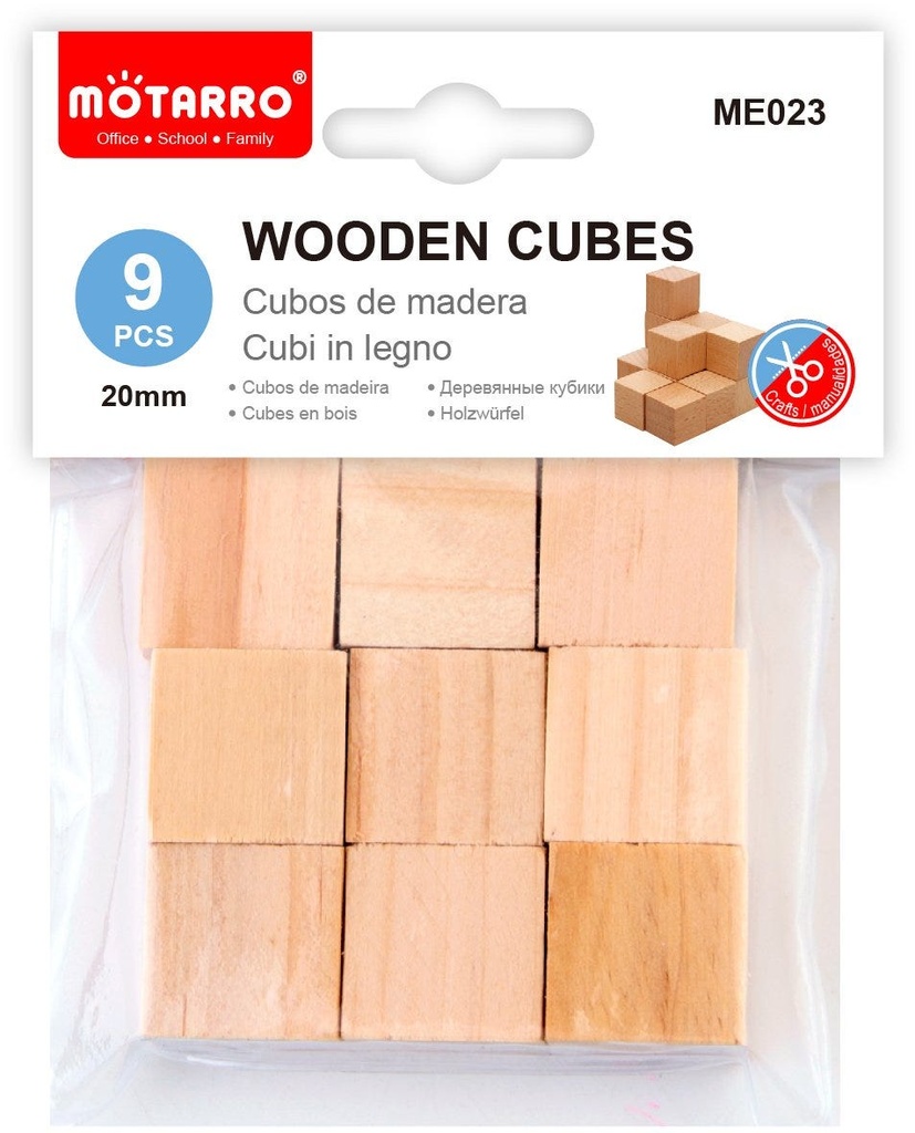 Wooden Cube PVC/2.0cm 9pcs Natural Color