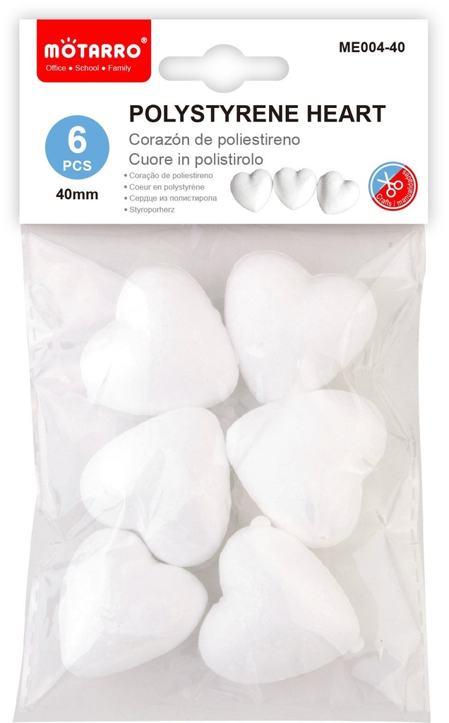 Polystyrene Heart 40mm/6pcs