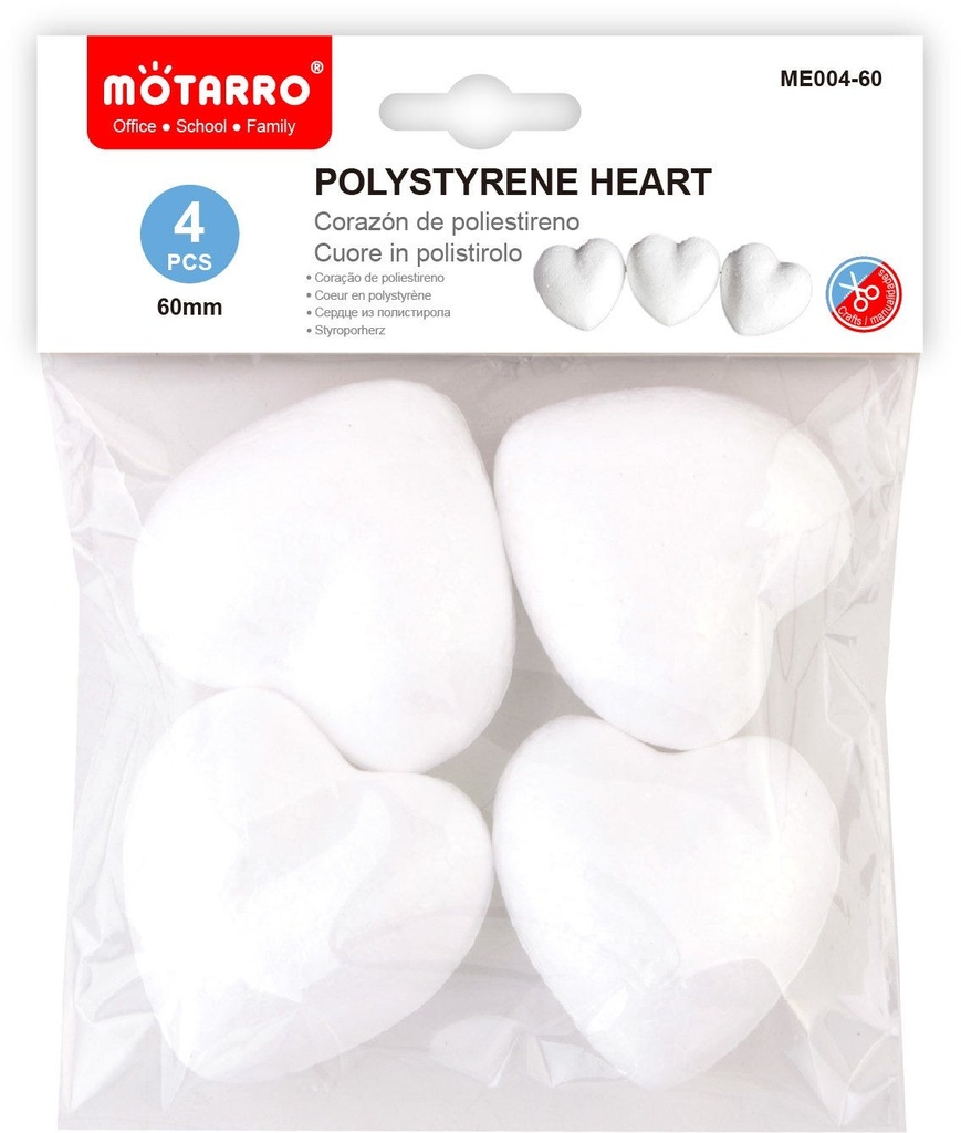 Polystyrene Heart 60mm/4pcs