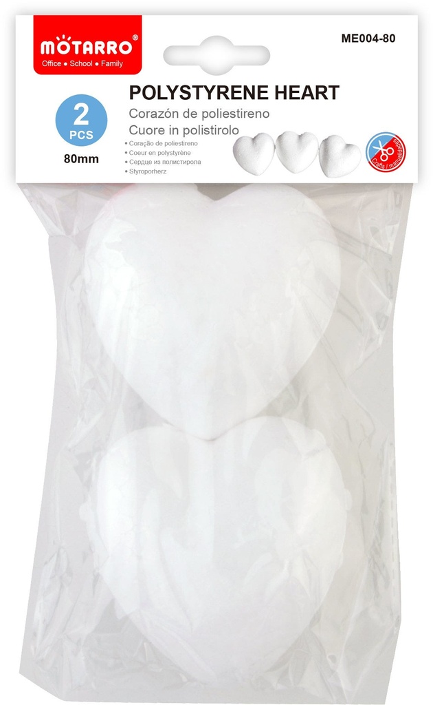 Polystyrene Heart 80mm/2pcs