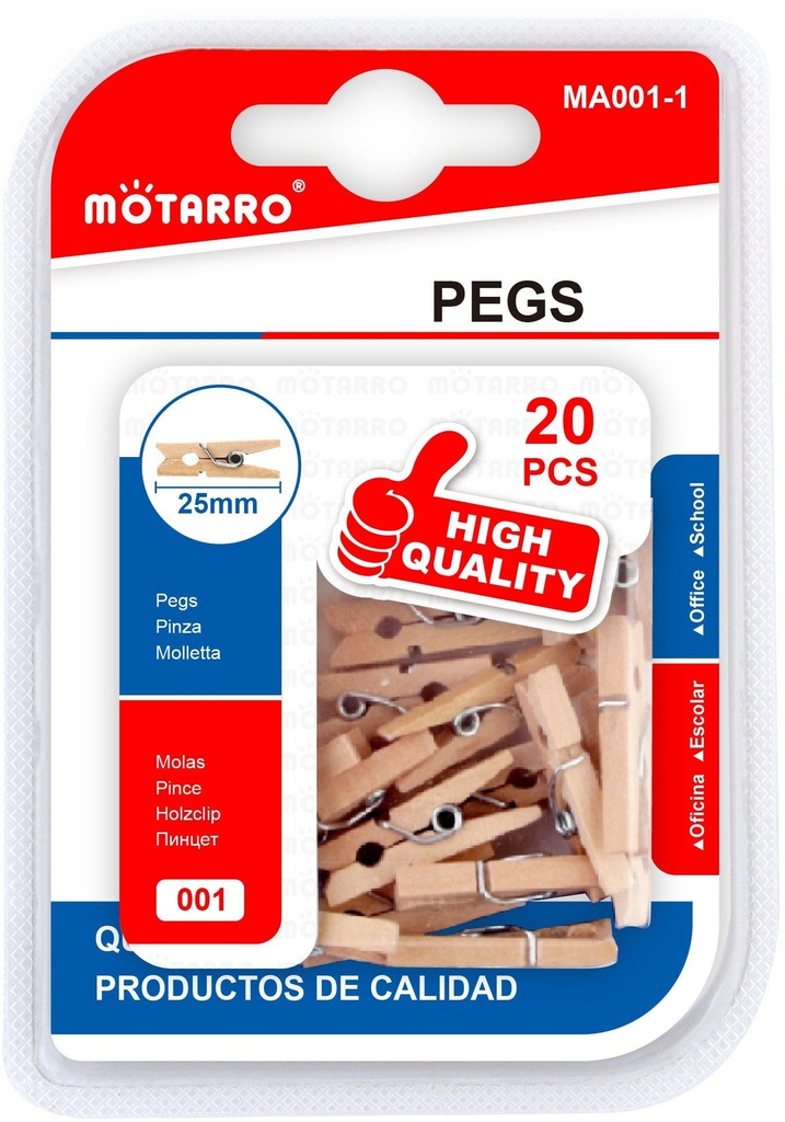 Wooden Pegs 0006-11/25mm 20pcs, 20pcs Natural Color