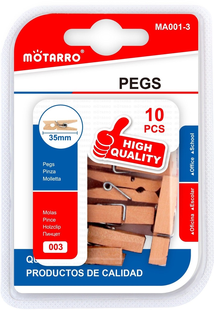 Wooden Pegs 0006-13/35mm 10pcs Natural Color