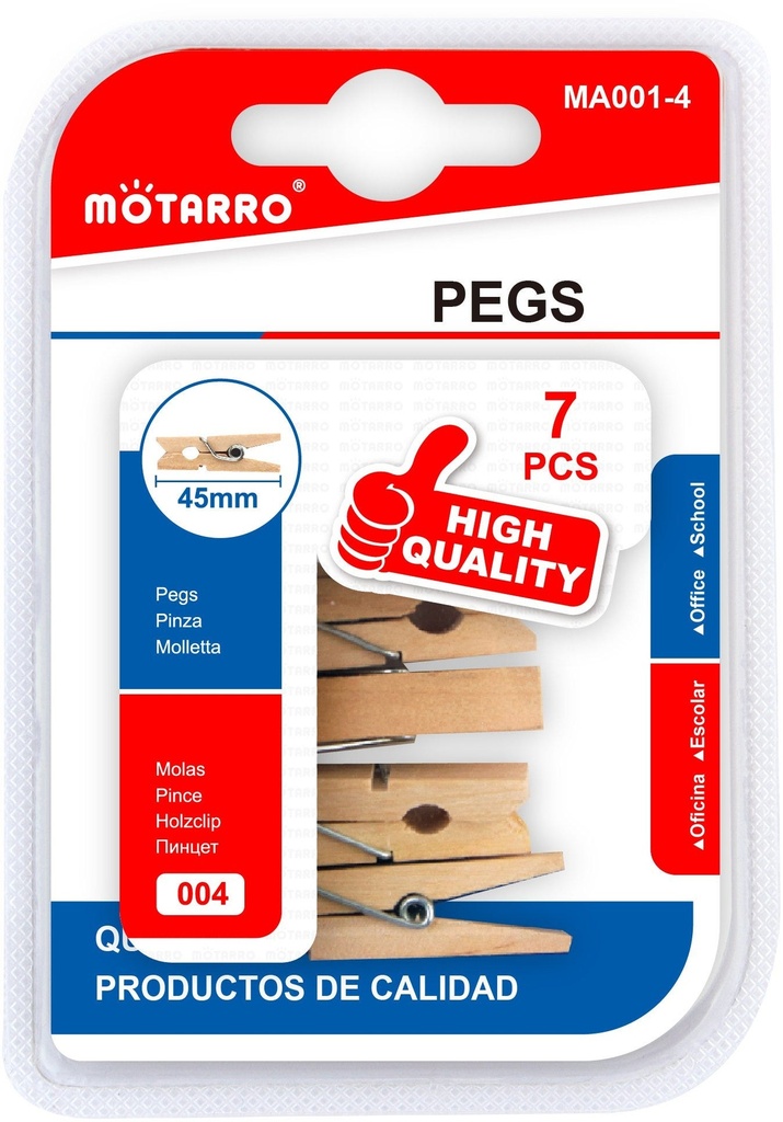 Wooden Pegs 0006-14/45mm 7pcs Natural Color