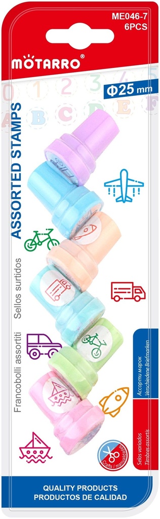 Stamps for Kids Set of 6pcs, Transportation Series