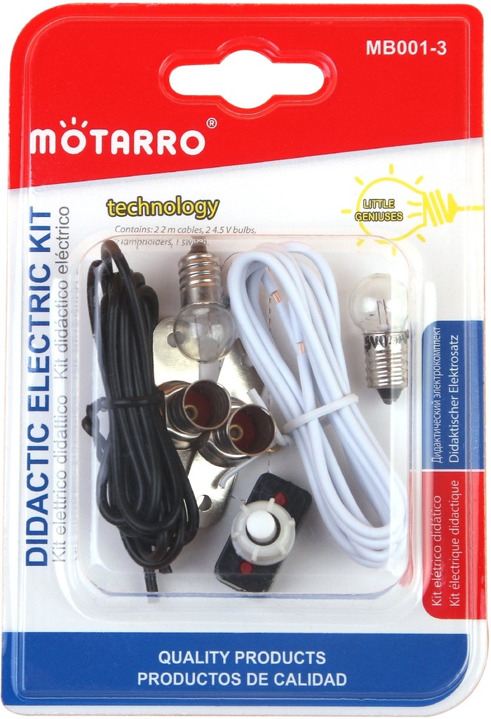 Electric Educational Kit, wire black and 1 white, 2 4.5v bulbs, 2 lamp hold, 1 switch