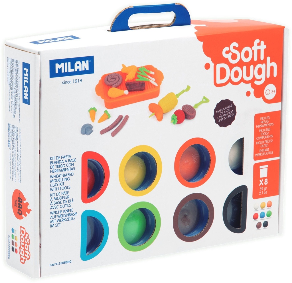 Kit 8 cans 59 g Soft Dough with tools 'Barbecue'