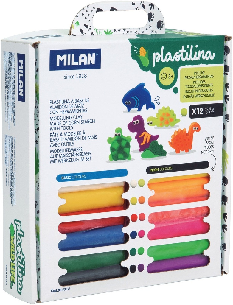 Kit 12 modelling clay sticks including pieces and tools 'Wild Life'