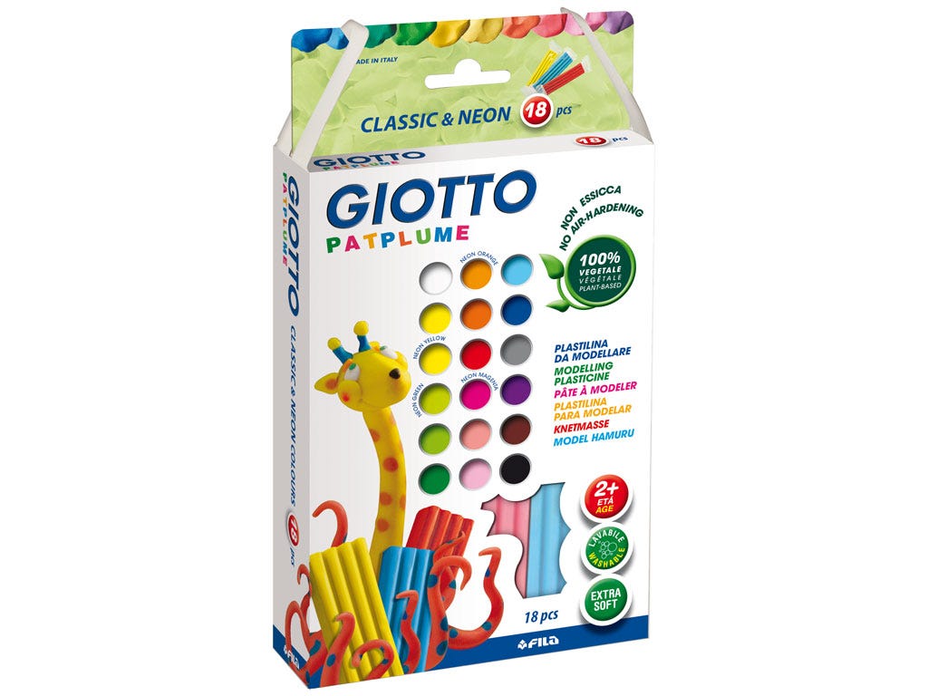 Plastilina Patplume 18x20g, Classic + Fluo colors, Giotto Patplume