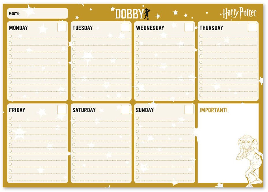 Weekly Planner Notepad A4 Harry Potter Dobby