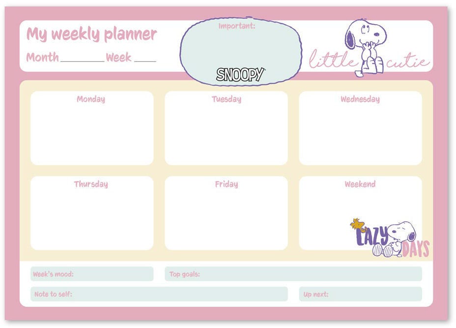 Weekly Planner Notepad A4 Snoopy