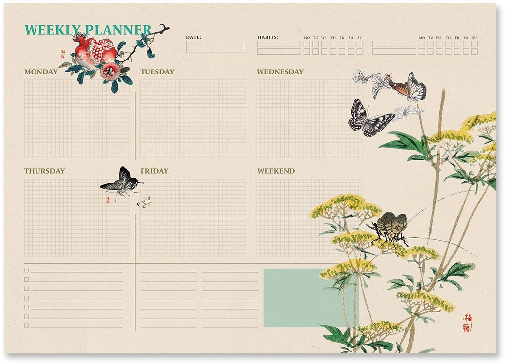Japanese A3 Weekly Planner English