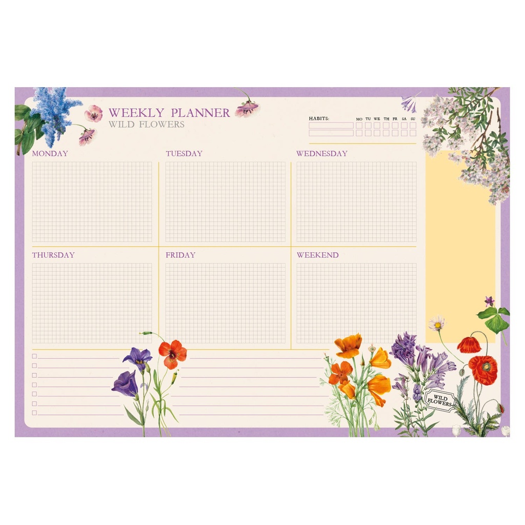 Weekly Planner A3 Kokonote Wild Flowers In English