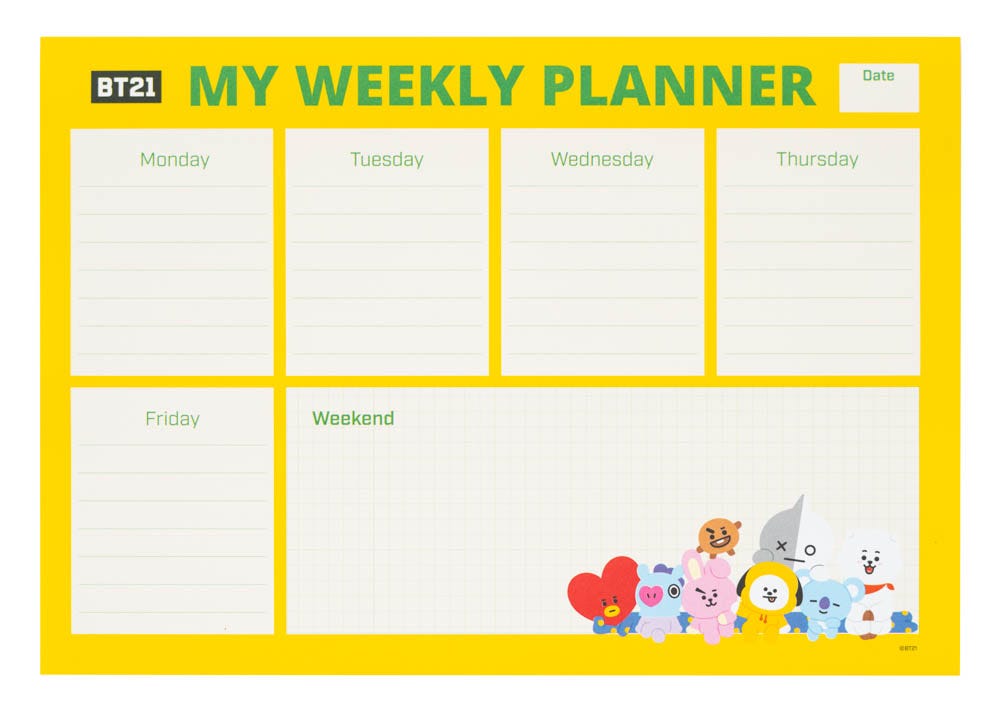 Weekly Planner Notepad A4 BT21