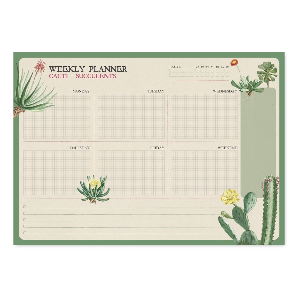 Weekly Planner A4 Kokonote Botanical Cacti A4 In English