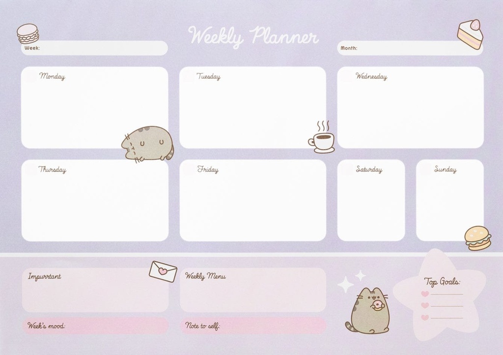 PUSHEEN MOMENTS A3 PLANNER