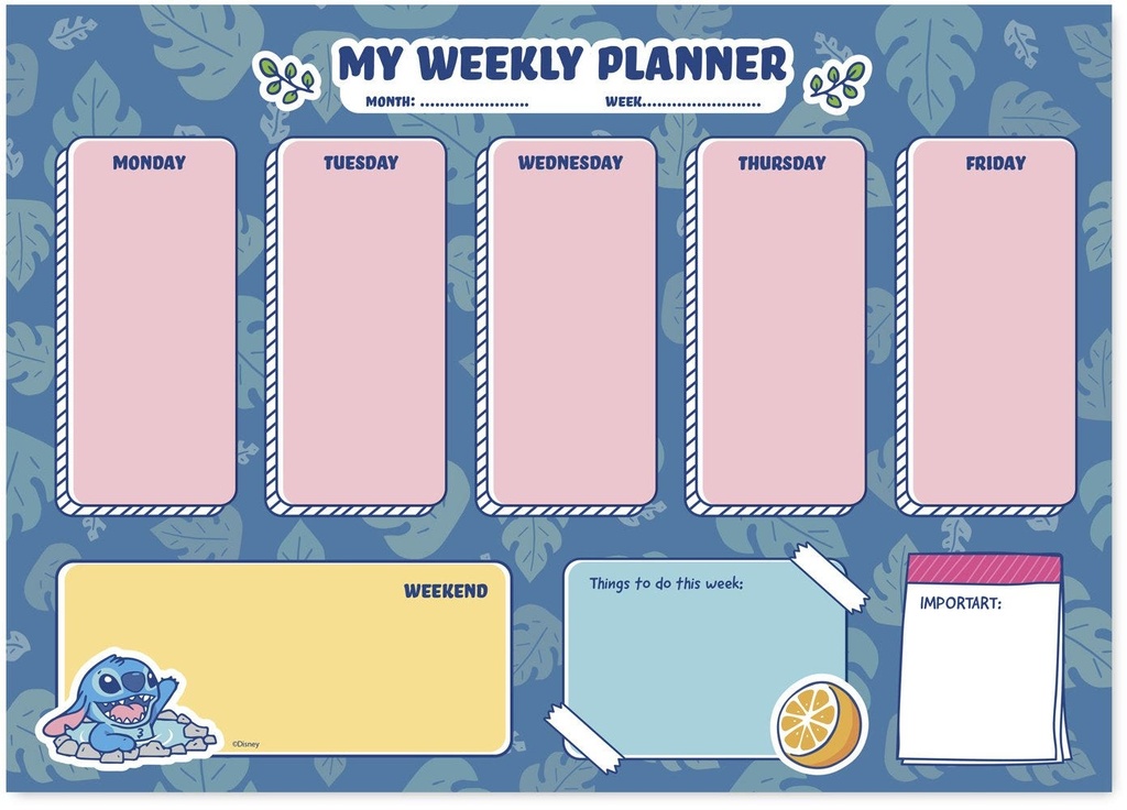 Disney Stitch A4 Weekly Planner